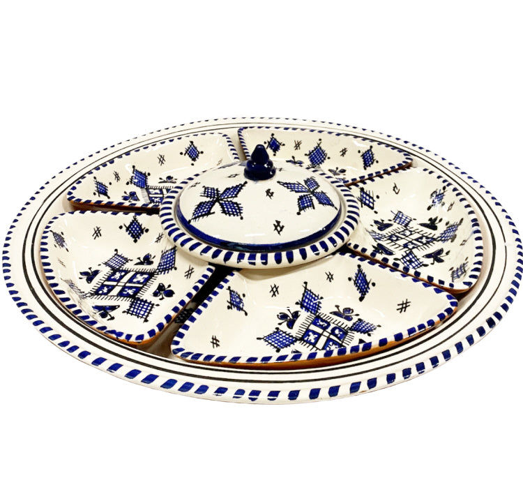 8-piece handmade round earthenware serving and dip set