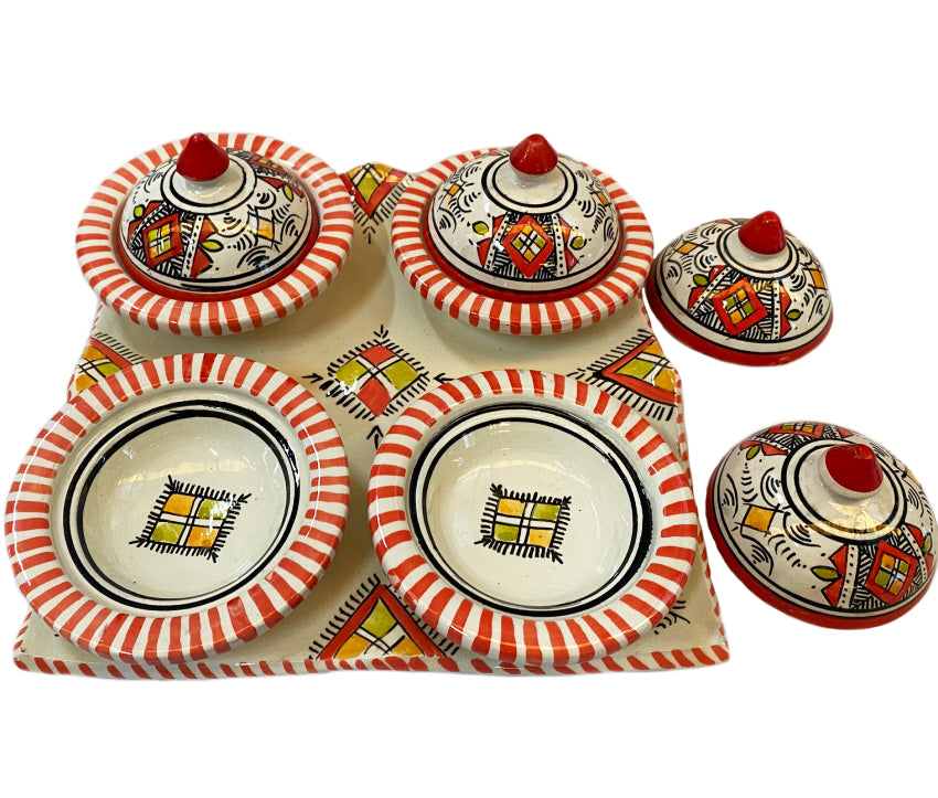 Lot coloré de 4 petites tajines