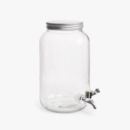 5er-Set – 3L Karaffe mit Anti-Tropf-Zapfhahn + 4 Gläser (390ml) – Ideal für Erfrischungsgetränke, Limonade & Säfte – Stilvolles Serviergeschirr für Partys, BBQs und Picknicks