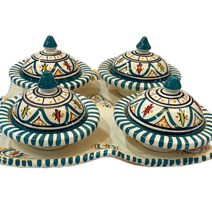 Set mit 4 kleinen Tajines grün