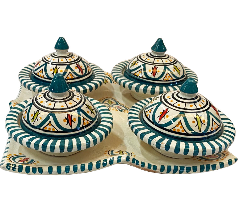 Set of 4 small green tagines