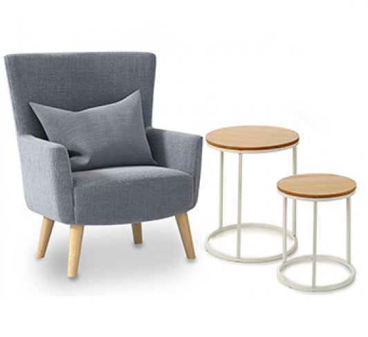 Tables d'appoint rondes en bois blanc (2 pièces)