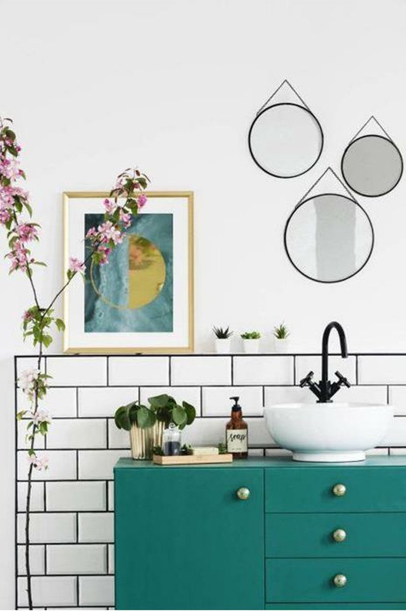 Lot de 3 miroirs ronds dorés - Métal - Noir