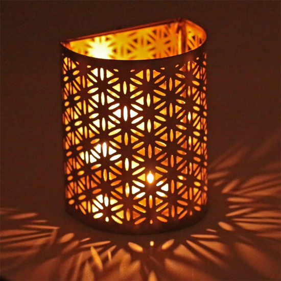 Sfeerlicht Flower of Life met spiegel – goudkleurige waxinelichthouder – foto 4