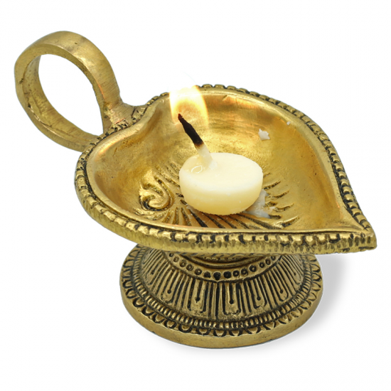 Oosterse kaarsbrander in hartvorm (diya) – voor waxinelichtjes, 11 x 4 cm
