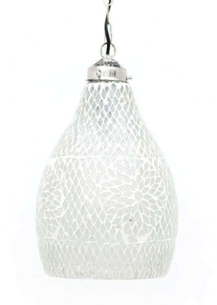 Lampe mosaïque transparente et blanche bohème