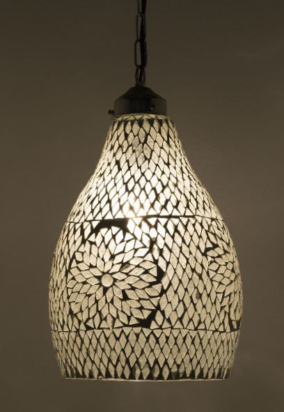 Lampe mosaïque transparente et blanche bohème