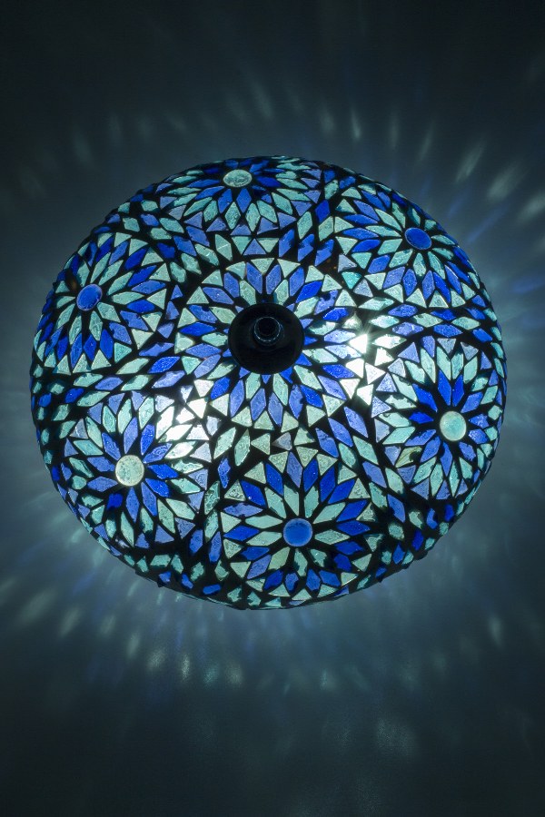 Plafonnier oriental mosaïque bleu 24 cm