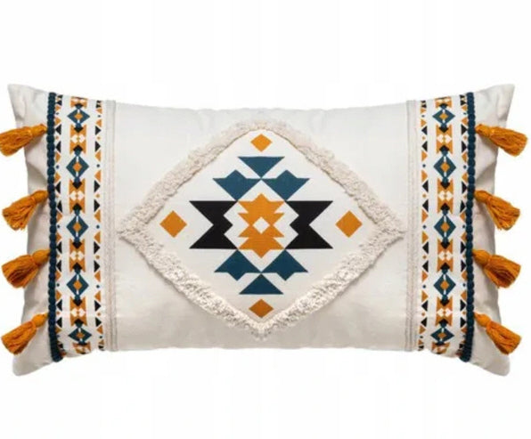 Decorative cushion with fringes in boho/ethno style