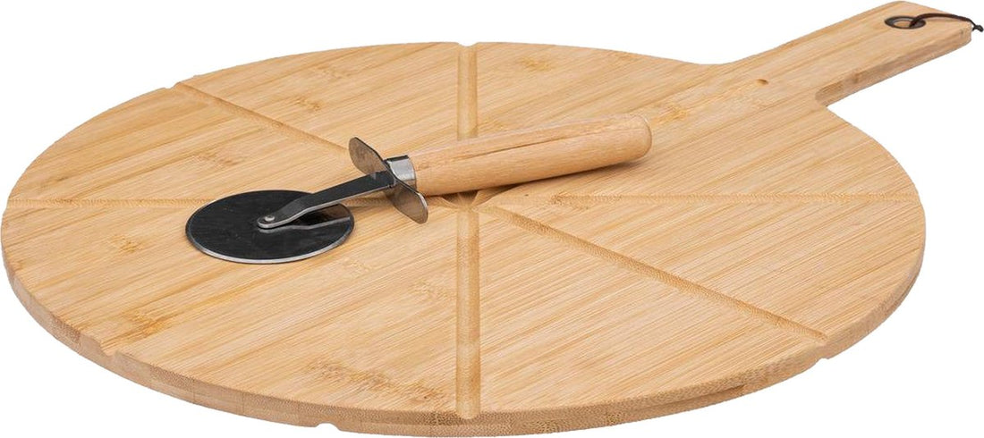 Pizza Cutting Board with Pizza Cutter - Wood - Ø 37 cm