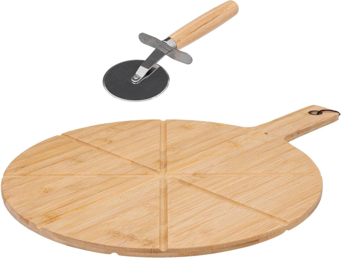 Pizza Cutting Board with Pizza Cutter - Wood - Ø 37 cm
