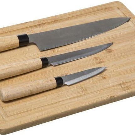 Schneidebrett mit 3 Messern - L 35 x B 25 x H 4 cm