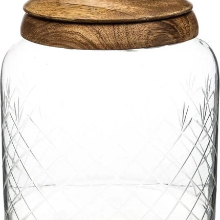 Snoeppot - voorraadpot 2,7L glas met houten deksel