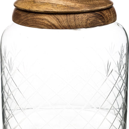 Snoeppot - voorraadpot 2,7L glas met houten deksel