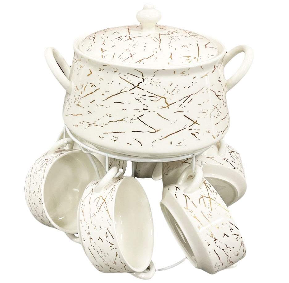 Soupière - Service à soupe porcelaine Marbre
