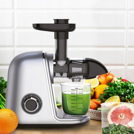 Klausberg Slow Juicer – 150W – 700ml | Gemüse- und Obstpresse – Mit Tresterbehälter