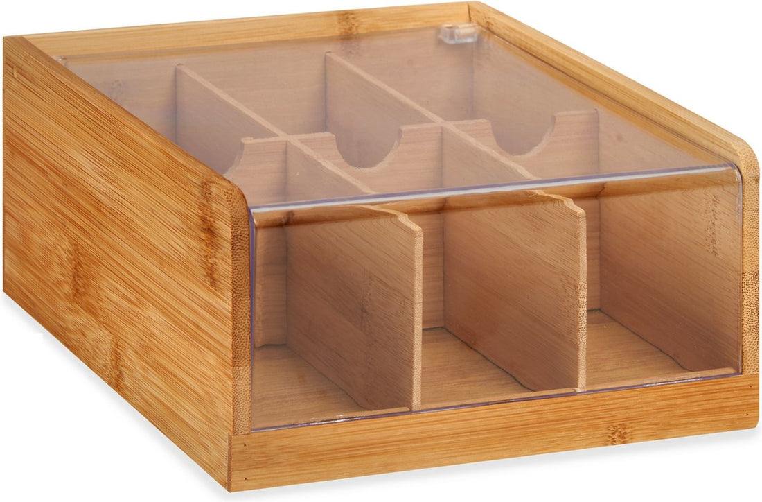 Boîte de tri 6 compartiments - bois - marron - 22x20x10 cm - Boîte de rangement