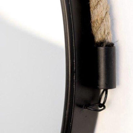 Runder Wandspiegel mit Seil – 38 cm – Schwarz/Natur