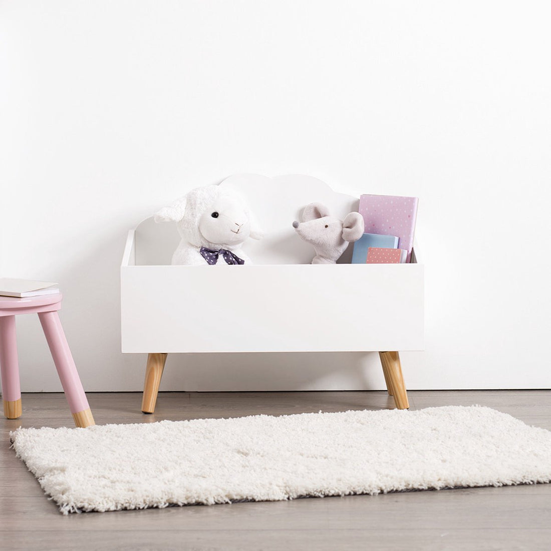 Atmosphera speelgoedkist Wolk – opbergkist voor de kinderkamer, wit of roze – foto 5
