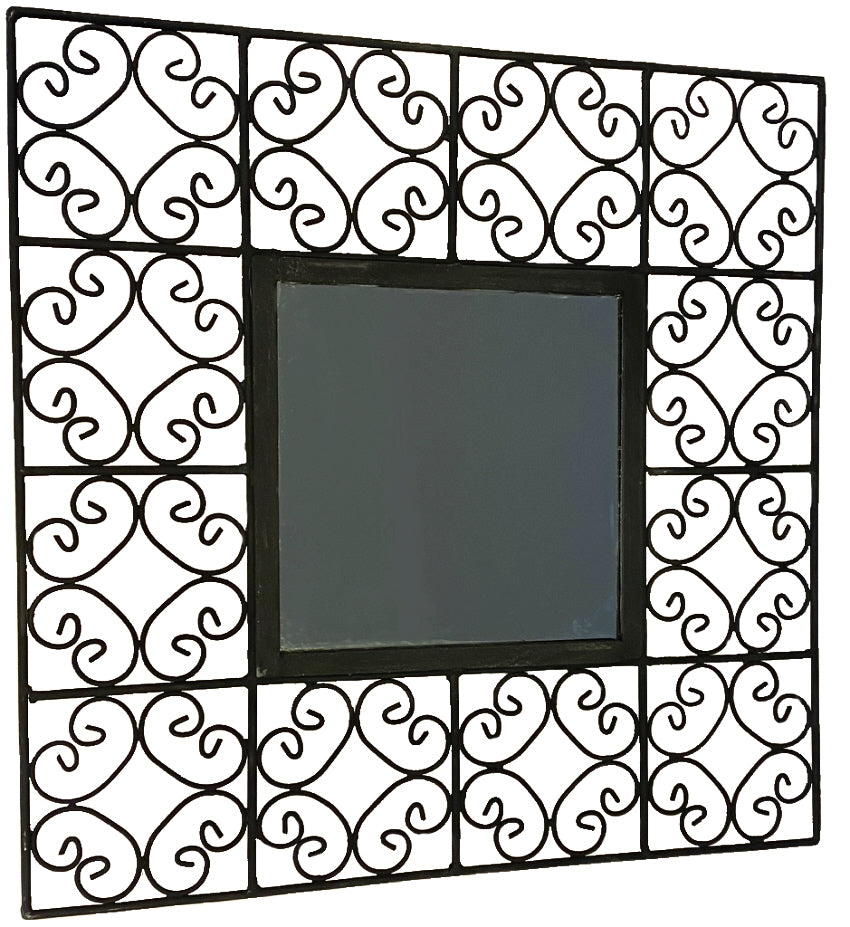 Miroir mural carré en fer forgé marocain