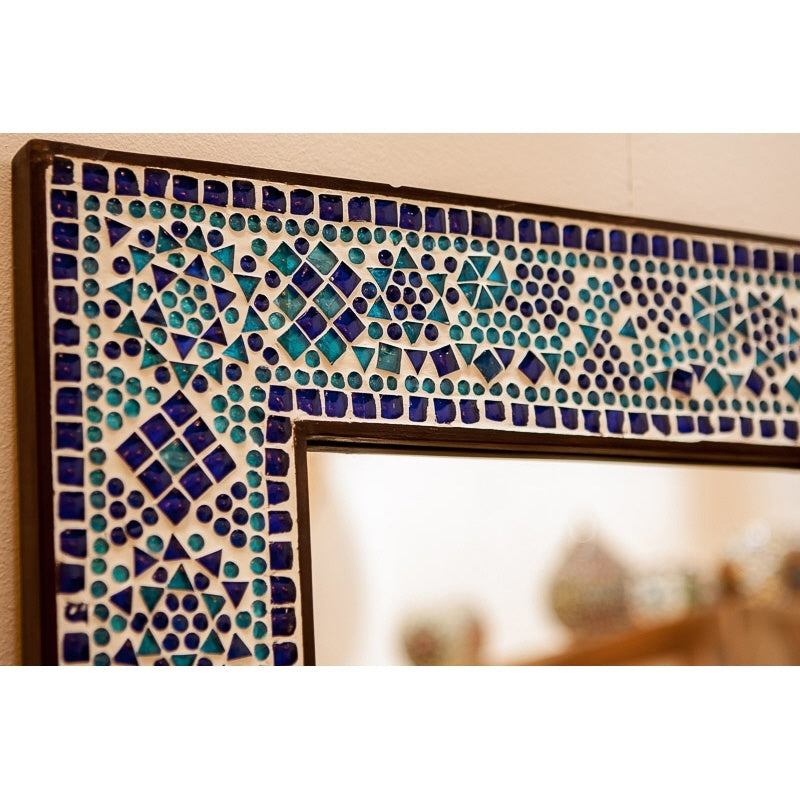 Oriental mosaic mirror blue