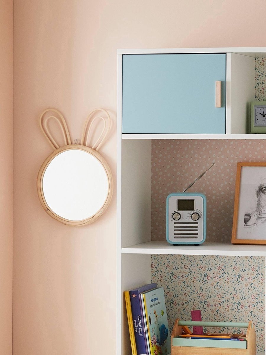Spiegel konijn met bamboe rand – wanddecoratie voor de kinderkamer – foto 4
