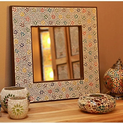 Oosterse spiegel met mozaïek frame multi colour