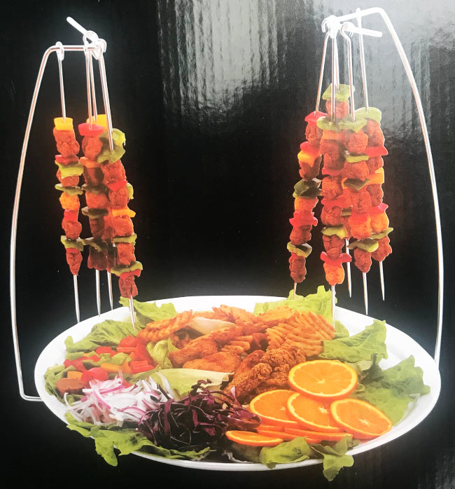 Spiesstandaard set van 2 met 10 spiesen – RVS spieshanger voor de BBQ – foto 2