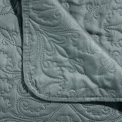 Tagesdecke Arabesque 240 x 260 cm – Mineralblau – Mit 2 Kissenbezügen – Polyester – Bettüberwurf – Schlafzimmerdecke –