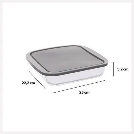 5Five Ovenschaal met deksel - borosilicaat glas - vierkant - 1.8 Liter - 22 x 22 x 5 cm