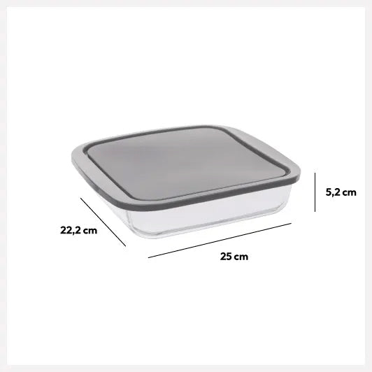 5Five Plat à four avec couvercle - verre borosilicate - carré - 1.8 Litre - 22 x 22 x 5 cm