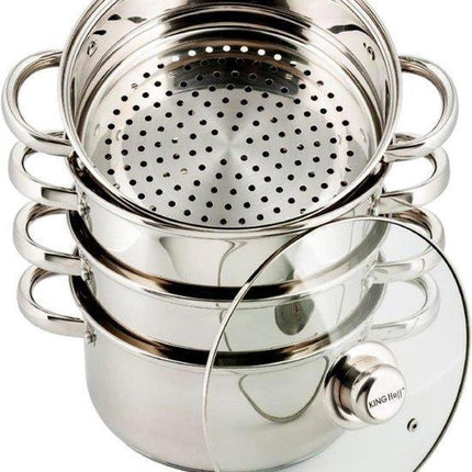 Kinghoff 3320 Dampfgarer - Ø24 cm - Edelstahl - alle Herdarten - 5-teilig