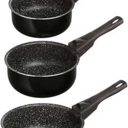 Steelpan/sauspan 3x st. - alle kookplaat types- aluminium - zwart - 16/18/20 cm