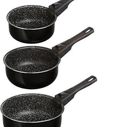 Steelpan/sauspan 3x st. - alle kookplaat types- aluminium - zwart - 16/18/20 cm