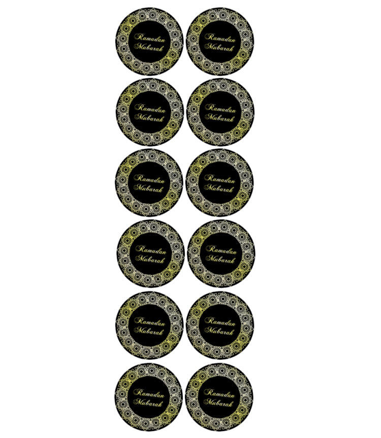 Ramadan Mubarak Stickers - Black-gold