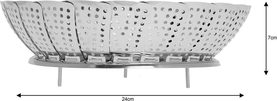 Kinghoff stoommandje RVS voor groenten – opvouwbare stoommand, Ø 28 cm – foto 3