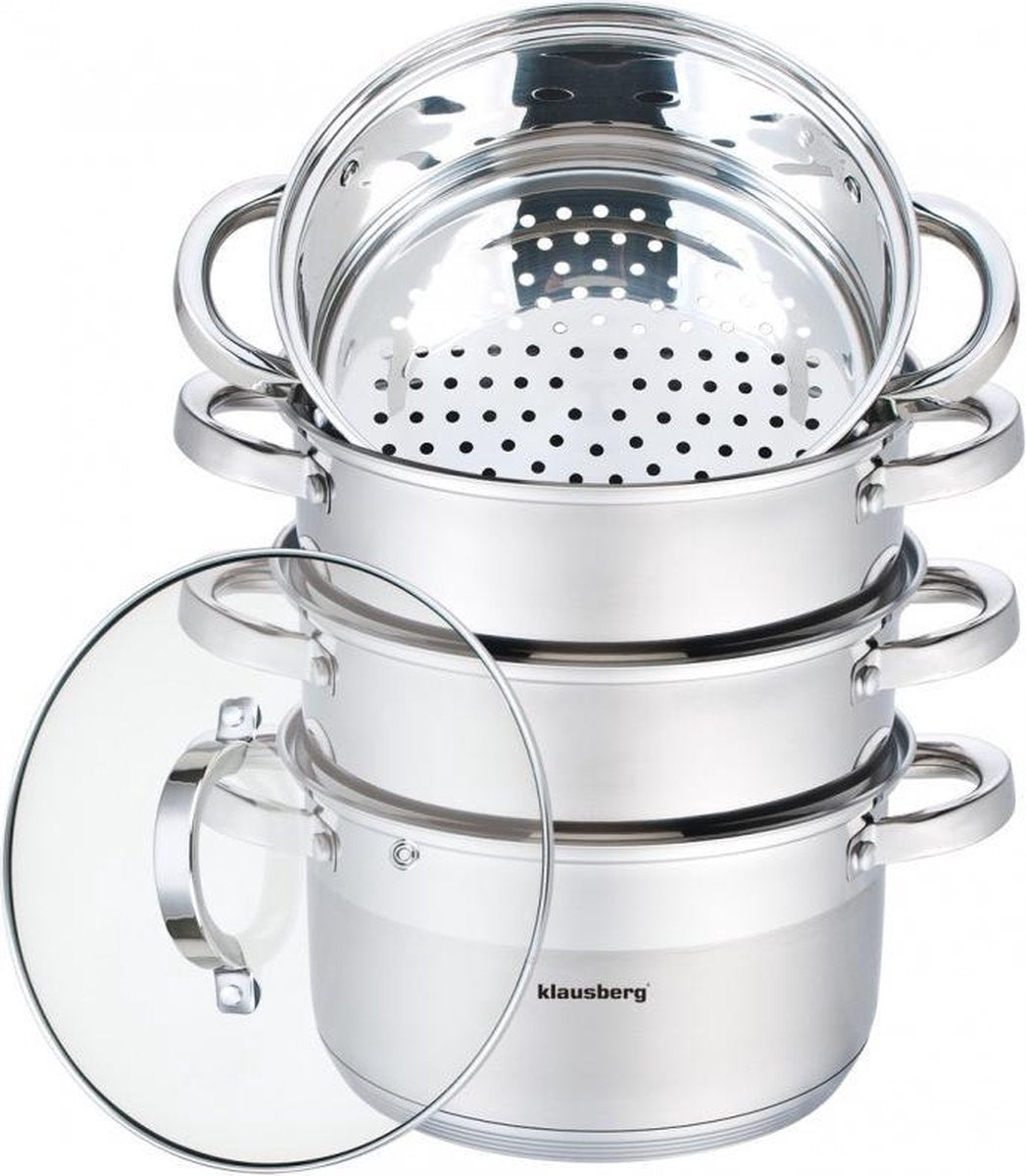 Klausberg stoompan 24 cm, 5-delig – RVS, voor alle warmtebronnen en inductie