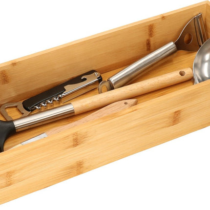 Set van 2x stuks bestekbakken/keuken organizers 1-vaks Tidy Smart bamboe 38 x 8 x 7 cm