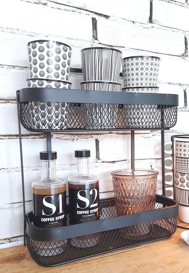 Stylingregal Küche schwarz für Tassen und Gewürze