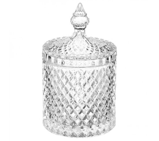Glass sugar bowl – diamond candy jar