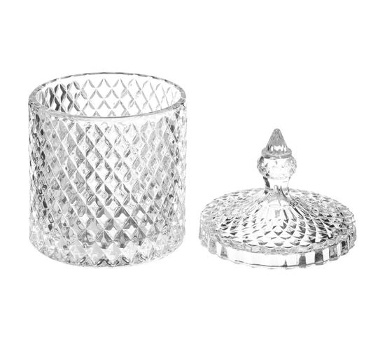 Glass sugar bowl – diamond candy jar