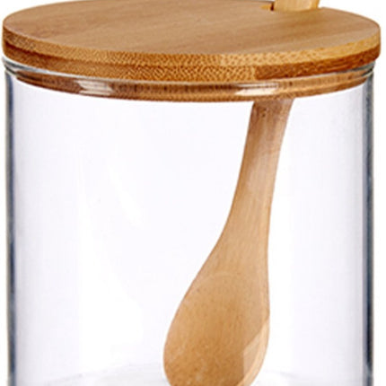 Zuckerdose / Zuckerpot mit Bambus-Holzlöffel und Deckel 520 ml