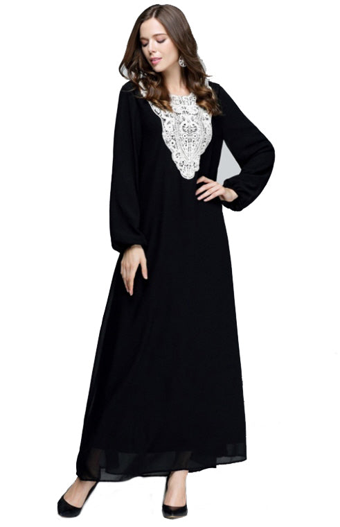 Abaya en dentelle mousseline