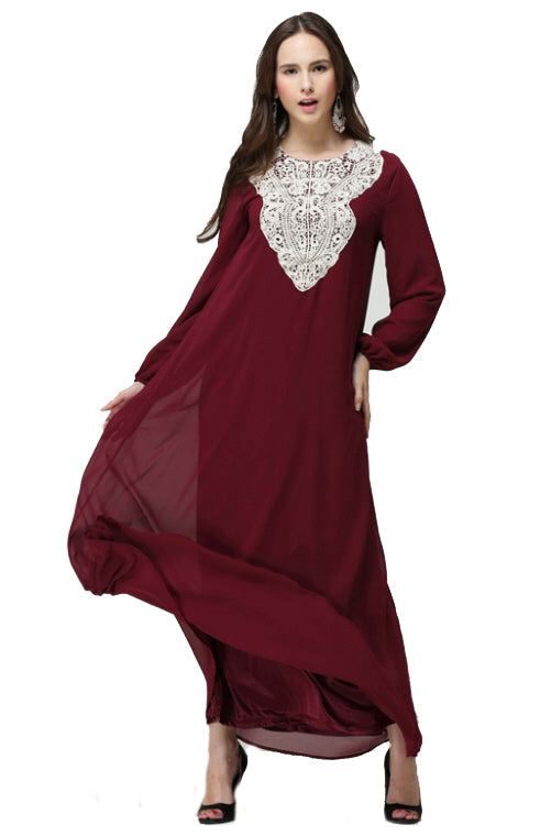 Abaya en dentelle mousseline