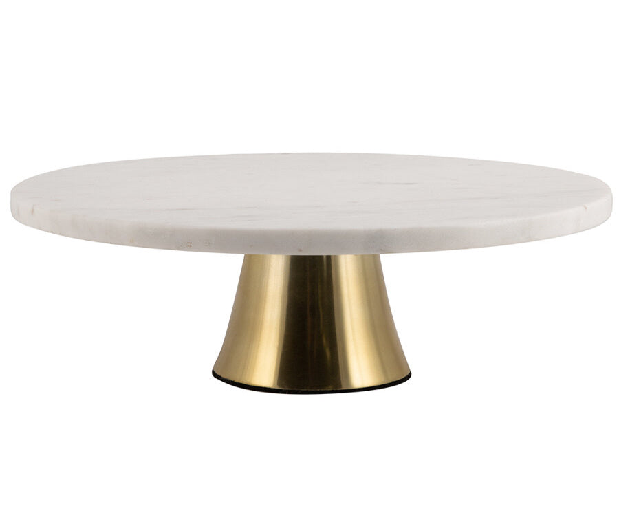 Round Cake Stand Marble Cake Display Plate Ø 30 cm - white