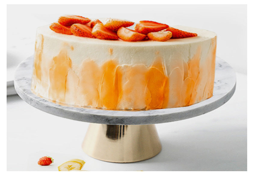 Round Cake Stand Marble Cake Display Plate Ø 30 cm - white