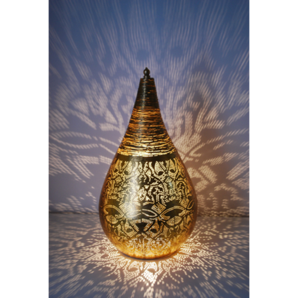 Orientalische Tischlampe Filigranstil Tropfen – Vintage Gold