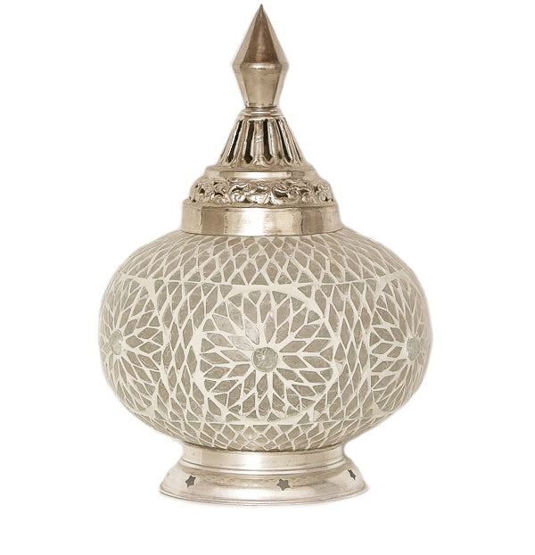 Orientalische Mosaik-Tischlampe Ø23cm Kürbis schwarz-weiß