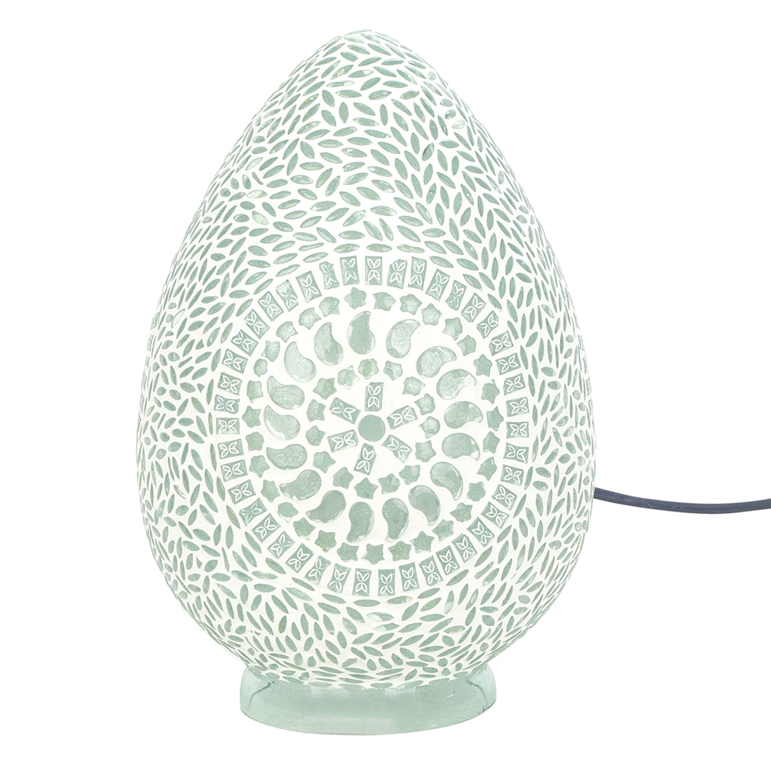 Lampe de table mosaïque verre blanc hauteur 20x19x28cm.
