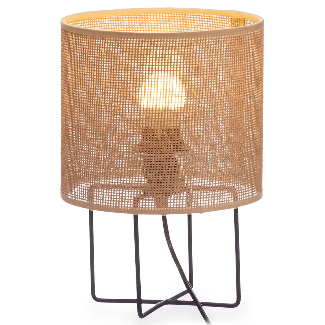 Table lamp with woven lampshade